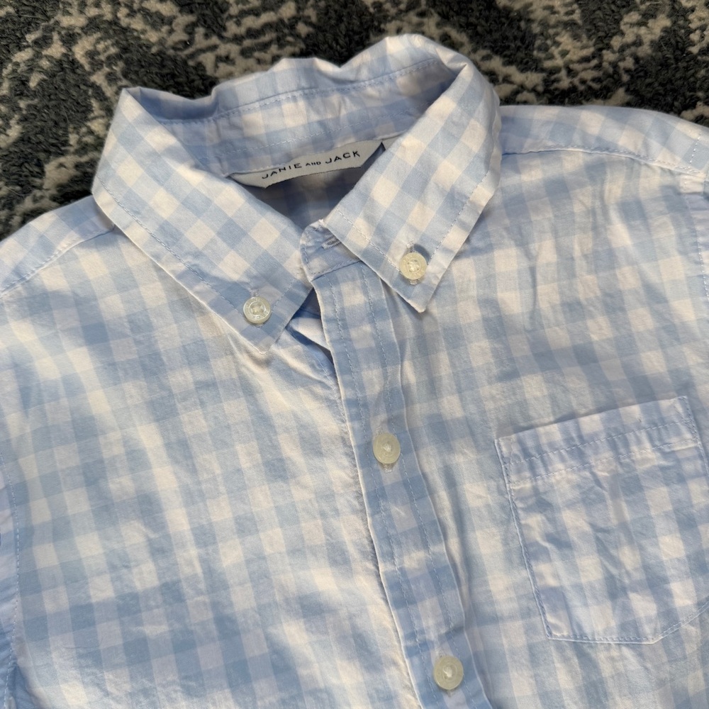 Janie and Jack Columbo Blue Gingham Shirt SZ 5